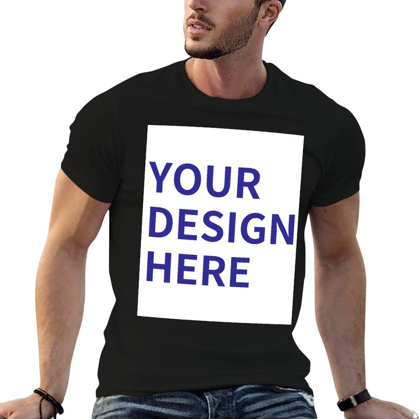 DTG 180gsm Men's T-Shirt Mockups Tees with Front Print Designs (High Definition & Front Printing)