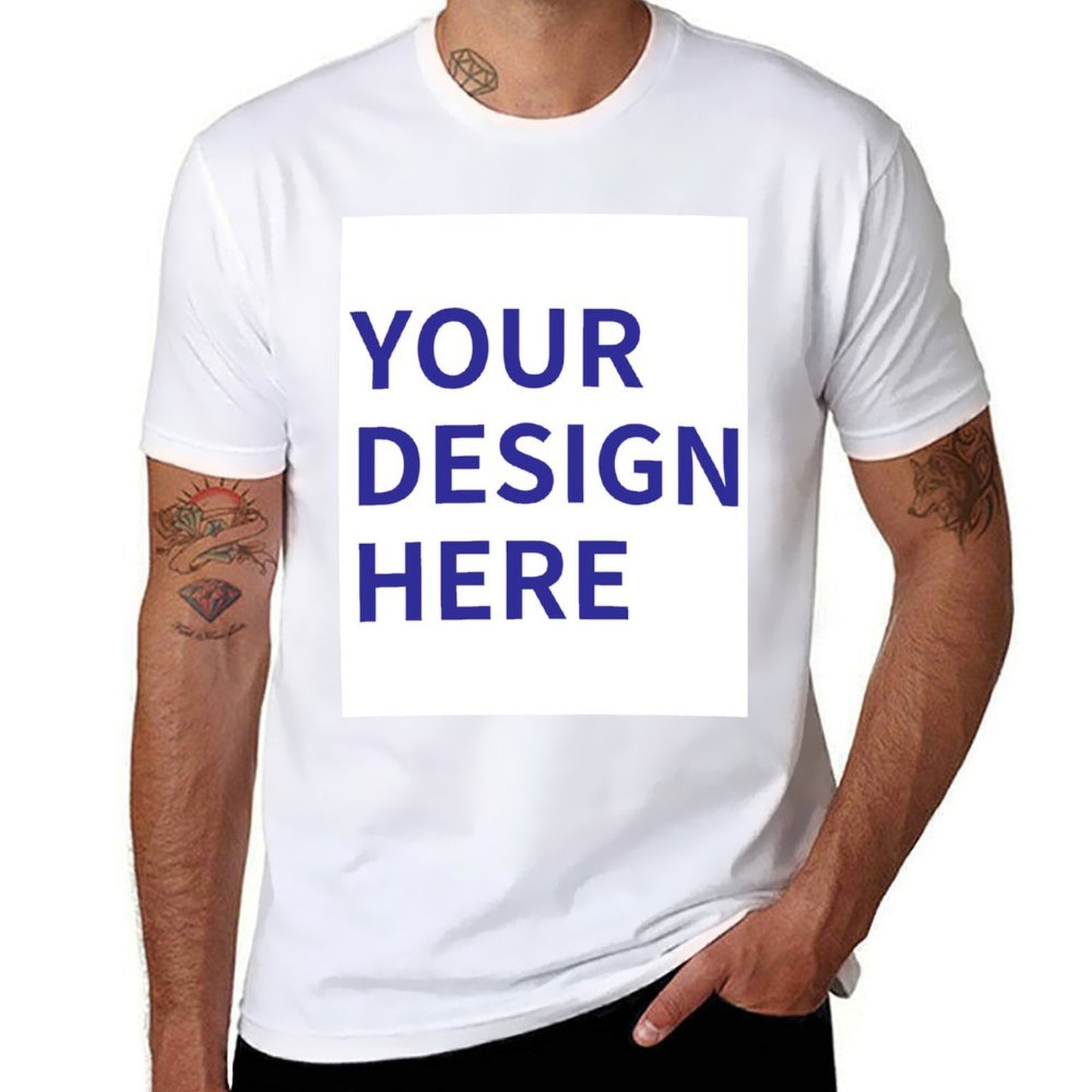DTG 180gsm Men's T-Shirt Mockups Tees with Front Print Designs (High Definition & Front Printing)